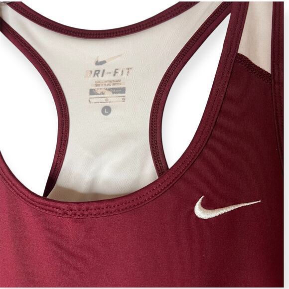 Nike Dri-FIT Airbone Racerback Tank Top Maroon White Sz Large Running Training - Picture 2 of 7